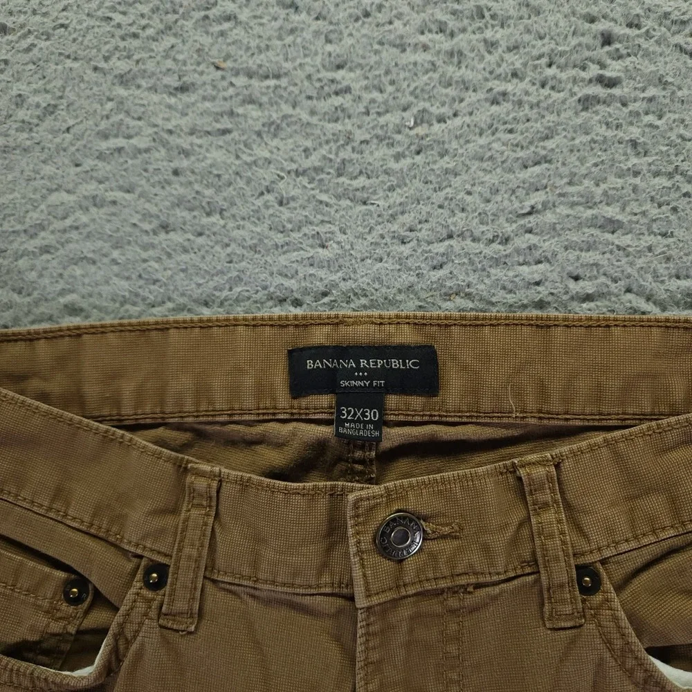 Banana Republic Pant Mens 32x28 Brown Cotton Chino Skinny Preppy Career Stretch